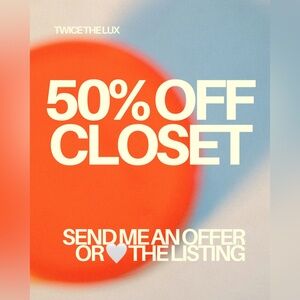 50% Off Closet Sale until end of January

Excludes luxury purses and wallets